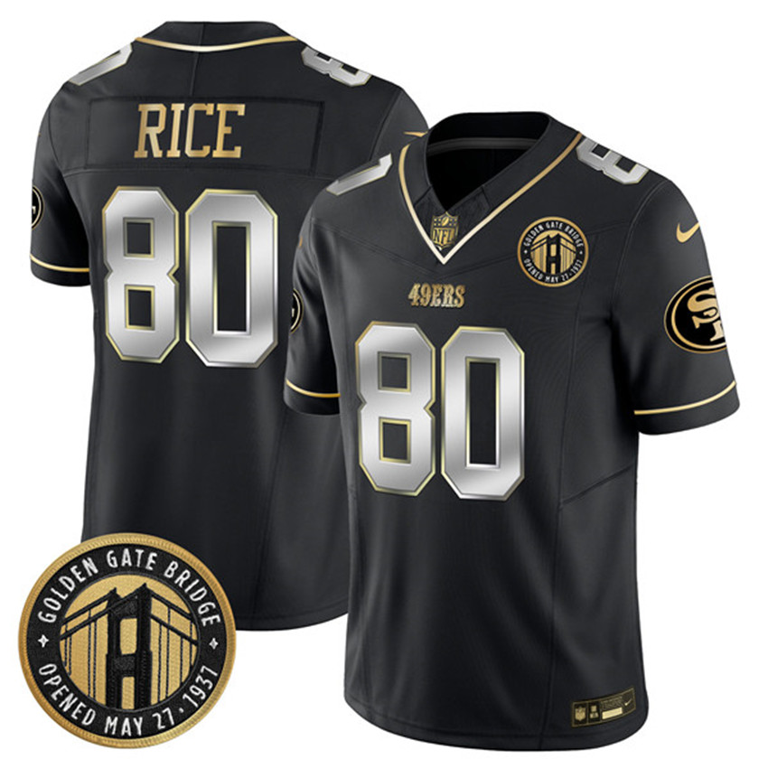 Men's Black San Francisco 49ers #80 Jerry Rice F.U.S.E. Golden Gate Bridge Patch Vapor Limited Stitched Football Jersey